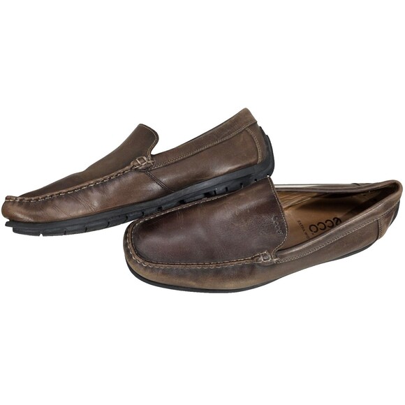 Ecco 590 Leather Driving Moc Slip On Loafers Brown Comfort Shoe Men\'s 47 | US 14 main image 4